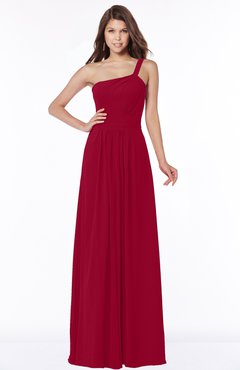 ColsBM Laverne Dark Red Modest A-line Half Backless Chiffon Floor Length Ruching Bridesmaid Dresses