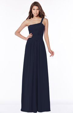 ColsBM Laverne Dark Sapphire Modest A-line Half Backless Chiffon Floor Length Ruching Bridesmaid Dresses