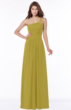 ColsBM Laverne Golden Olive Modest A-line Half Backless Chiffon Floor Length Ruching Bridesmaid Dresses