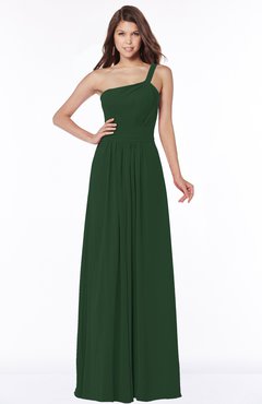 ColsBM Laverne Hunter Green Modest A-line Half Backless Chiffon Floor Length Ruching Bridesmaid Dresses