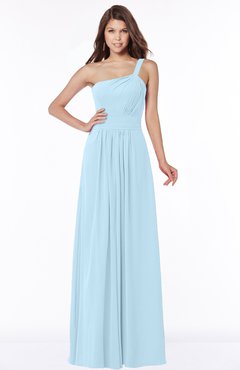 ColsBM Laverne Ice Blue Modest A-line Half Backless Chiffon Floor Length Ruching Bridesmaid Dresses