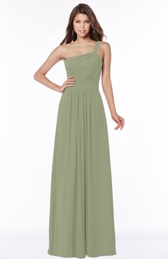 ColsBM Laverne Moss Green Modest A-line Half Backless Chiffon Floor Length Ruching Bridesmaid Dresses