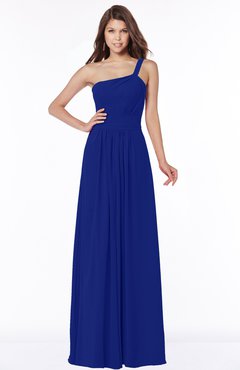 ColsBM Laverne Nautical Blue Modest A-line Half Backless Chiffon Floor Length Ruching Bridesmaid Dresses