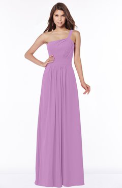 ColsBM Laverne Orchid Modest A-line Half Backless Chiffon Floor Length Ruching Bridesmaid Dresses