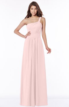 ColsBM Laverne Pastel Pink Modest A-line Half Backless Chiffon Floor Length Ruching Bridesmaid Dresses