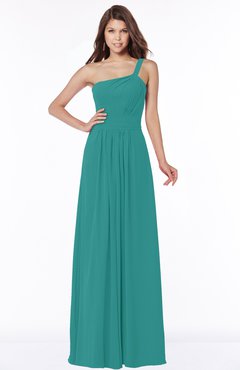 ColsBM Laverne Porcelain Modest A-line Half Backless Chiffon Floor Length Ruching Bridesmaid Dresses