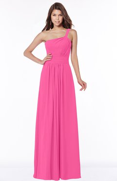 ColsBM Laverne Rose Pink Modest A-line Half Backless Chiffon Floor Length Ruching Bridesmaid Dresses