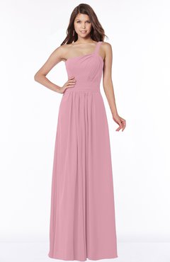 ColsBM Laverne Rosebloom Modest A-line Half Backless Chiffon Floor Length Ruching Bridesmaid Dresses