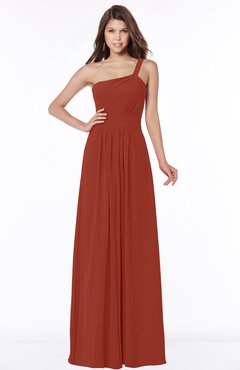 ColsBM Laverne Rust Modest A-line Half Backless Chiffon Floor Length Ruching Bridesmaid Dresses