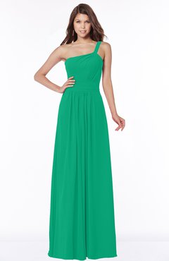 ColsBM Laverne Sea Green Modest A-line Half Backless Chiffon Floor Length Ruching Bridesmaid Dresses