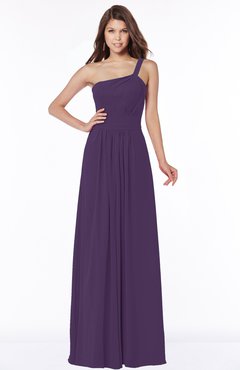 ColsBM Laverne Violet Modest A-line Half Backless Chiffon Floor Length Ruching Bridesmaid Dresses