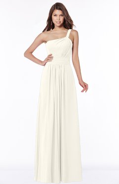 ColsBM Laverne Whisper White Modest A-line Half Backless Chiffon Floor Length Ruching Bridesmaid Dresses