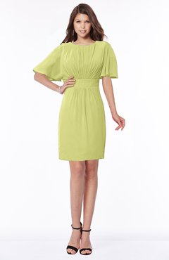 ColsBM Talia Linden Green Luxury A-line Short Sleeve Zip up Chiffon Pleated Bridesmaid Dresses