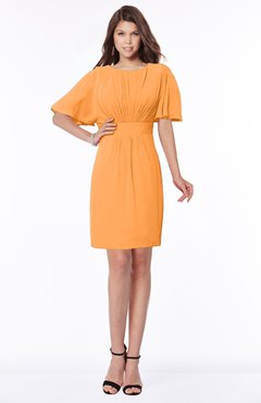 ColsBM Talia Orange Luxury A-line Short Sleeve Zip up Chiffon Pleated Bridesmaid Dresses