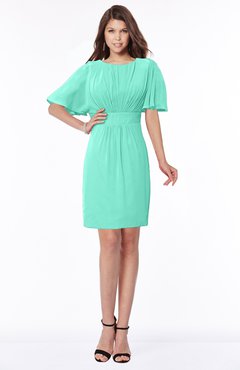 ColsBM Talia Seafoam Green Luxury A-line Short Sleeve Zip up Chiffon Pleated Bridesmaid Dresses