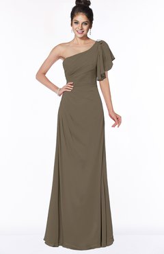 ColsBM Naomi Carafe Brown Glamorous A-line Short Sleeve Half Backless Chiffon Floor Length Bridesmaid Dresses