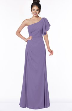 ColsBM Naomi Chalk Violet Glamorous A-line Short Sleeve Half Backless Chiffon Floor Length Bridesmaid Dresses
