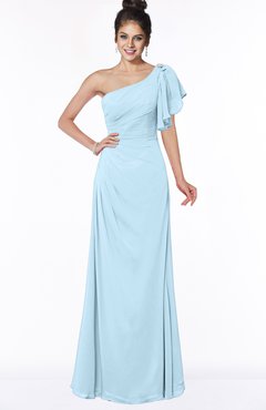 ColsBM Naomi Ice Blue Glamorous A-line Short Sleeve Half Backless Chiffon Floor Length Bridesmaid Dresses