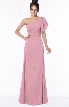 ColsBM Naomi Light Coral Glamorous A-line Short Sleeve Half Backless Chiffon Floor Length Bridesmaid Dresses