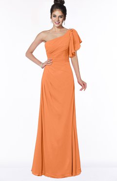 ColsBM Naomi Mango Glamorous A-line Short Sleeve Half Backless Chiffon Floor Length Bridesmaid Dresses