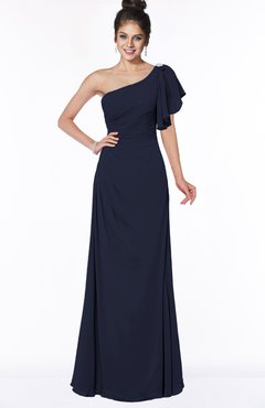 ColsBM Naomi Peacoat Glamorous A-line Short Sleeve Half Backless Chiffon Floor Length Bridesmaid Dresses
