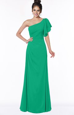 ColsBM Naomi Sea Green Glamorous A-line Short Sleeve Half Backless Chiffon Floor Length Bridesmaid Dresses