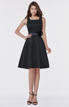 ColsBM Charli Black Elegant A-line Wide Square Zip up Sash Bridesmaid Dresses