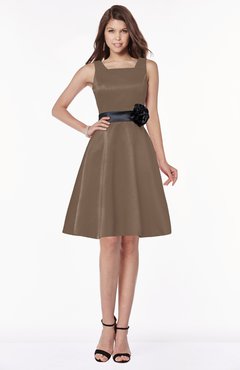 ColsBM Charli Brown Elegant A-line Wide Square Zip up Sash Bridesmaid Dresses