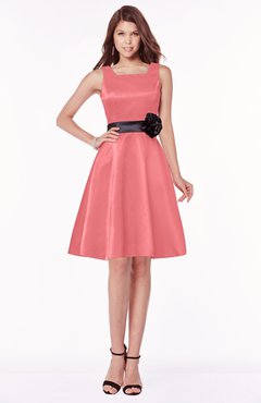 ColsBM Charli Coral Elegant A-line Wide Square Zip up Sash Bridesmaid Dresses