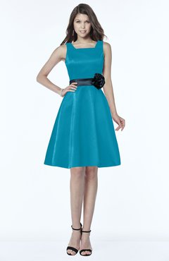 ColsBM Charli Teal Elegant A-line Wide Square Zip up Sash Bridesmaid Dresses