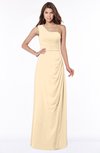 ColsBM Fran Apricot Gelato Modest A-line One Shoulder Zip up Chiffon Bridesmaid Dresses