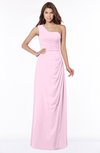 ColsBM Fran Baby Pink Modest A-line One Shoulder Zip up Chiffon Bridesmaid Dresses