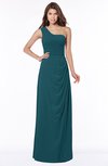ColsBM Fran Blue Green Modest A-line One Shoulder Zip up Chiffon Bridesmaid Dresses