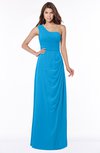 ColsBM Fran Cornflower Blue Modest A-line One Shoulder Zip up Chiffon Bridesmaid Dresses
