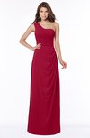 ColsBM Fran Dark Red Modest A-line One Shoulder Zip up Chiffon Bridesmaid Dresses