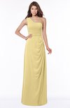 ColsBM Fran Gold Modest A-line One Shoulder Zip up Chiffon Bridesmaid Dresses
