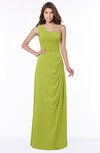 ColsBM Fran Green Oasis Modest A-line One Shoulder Zip up Chiffon Bridesmaid Dresses