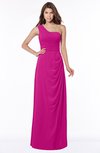 ColsBM Fran Hot Pink Modest A-line One Shoulder Zip up Chiffon Bridesmaid Dresses