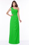 ColsBM Fran Jasmine Green Modest A-line One Shoulder Zip up Chiffon Bridesmaid Dresses