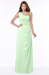 ColsBM Fran Light Green Modest A-line One Shoulder Zip up Chiffon Bridesmaid Dresses