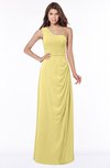 ColsBM Fran Misted Yellow Modest A-line One Shoulder Zip up Chiffon Bridesmaid Dresses