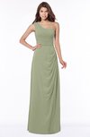 ColsBM Fran Moss Green Modest A-line One Shoulder Zip up Chiffon Bridesmaid Dresses