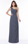 ColsBM Fran Nightshadow Blue Modest A-line One Shoulder Zip up Chiffon Bridesmaid Dresses