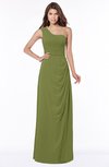 ColsBM Fran Olive Green Modest A-line One Shoulder Zip up Chiffon Bridesmaid Dresses