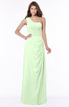 ColsBM Fran Pale Green Modest A-line One Shoulder Zip up Chiffon Bridesmaid Dresses
