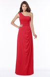 ColsBM Fran Red Modest A-line One Shoulder Zip up Chiffon Bridesmaid Dresses