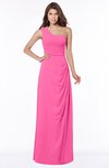 ColsBM Fran Rose Pink Modest A-line One Shoulder Zip up Chiffon Bridesmaid Dresses