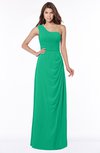 ColsBM Fran Sea Green Modest A-line One Shoulder Zip up Chiffon Bridesmaid Dresses