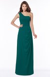ColsBM Fran Shaded Spruce Modest A-line One Shoulder Zip up Chiffon Bridesmaid Dresses
