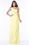 ColsBM Fran Soft Yellow Modest A-line One Shoulder Zip up Chiffon Bridesmaid Dresses
